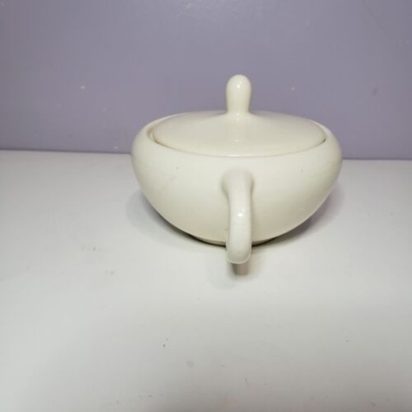 Sugar Bowl w Lid Wheat Pattern Gold Gild Handles Creme / Off White ( 2.25 ×7" ) - Picture 11 of 15